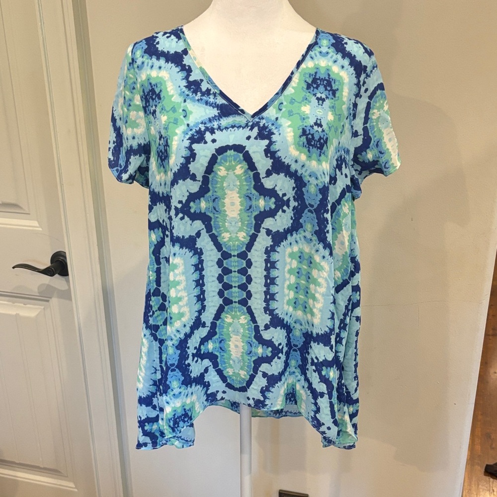 Buddy Love Vibrant Blue and Green Blouse